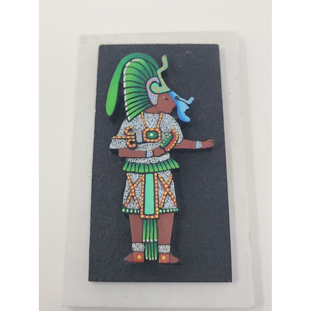 Vintage Mayan Yaxchilan Ah Ach Huimic Priest Resin Wall Plaque Mexico Souvenir